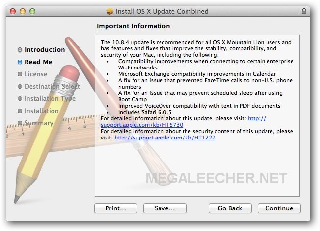 can you use a mac os x combo update for a new install